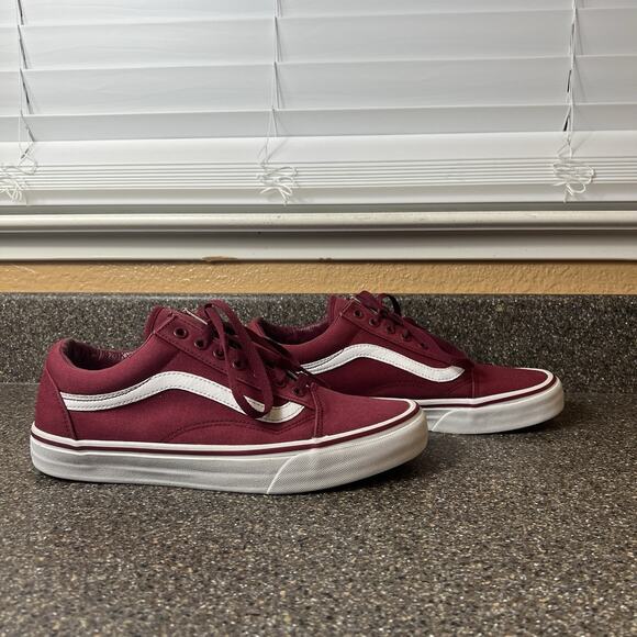 Vans Old Skool Men's Size 10 Burgundy Canvas Skate Sneaker Shoes Lace Up Low Top - Picture 4 of 11